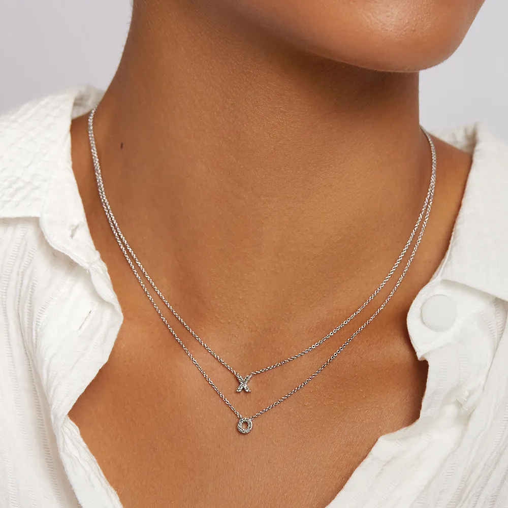 Diamond Letter O Necklace in Silver