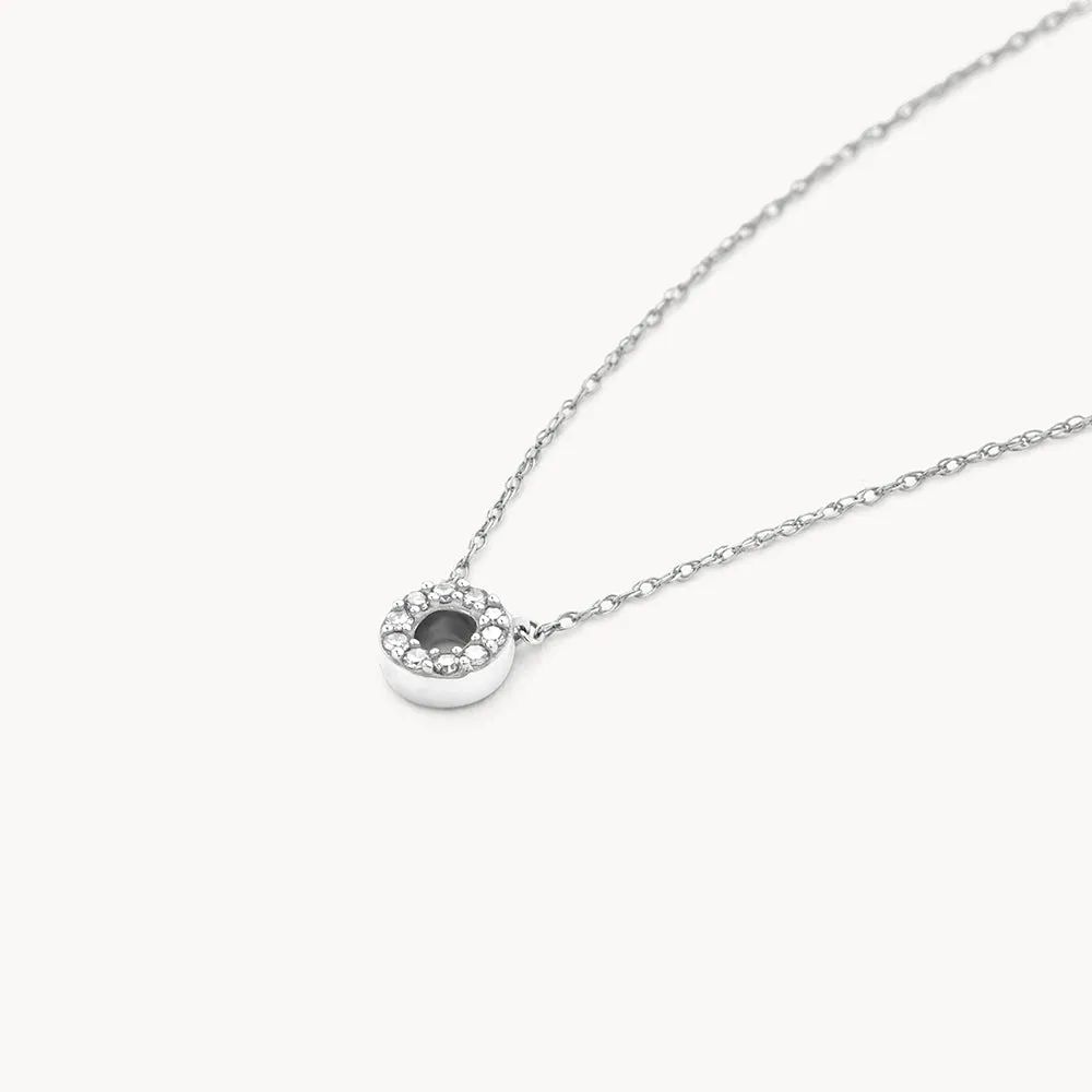 Diamond Letter O Necklace in Silver