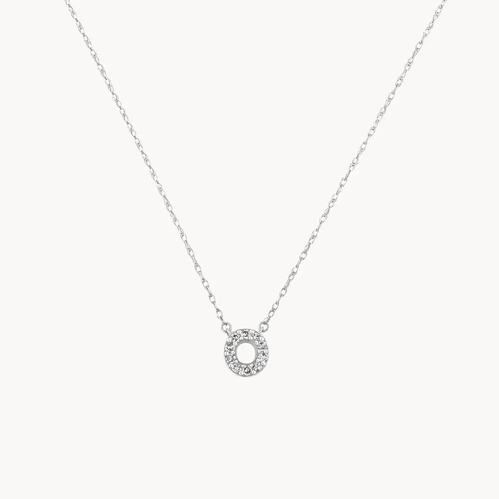 Diamond Letter O Necklace in Silver