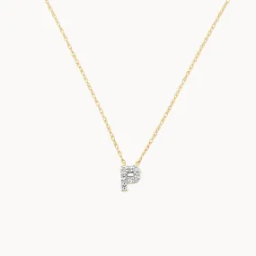 Diamond Letter P Necklace in 10k Gold