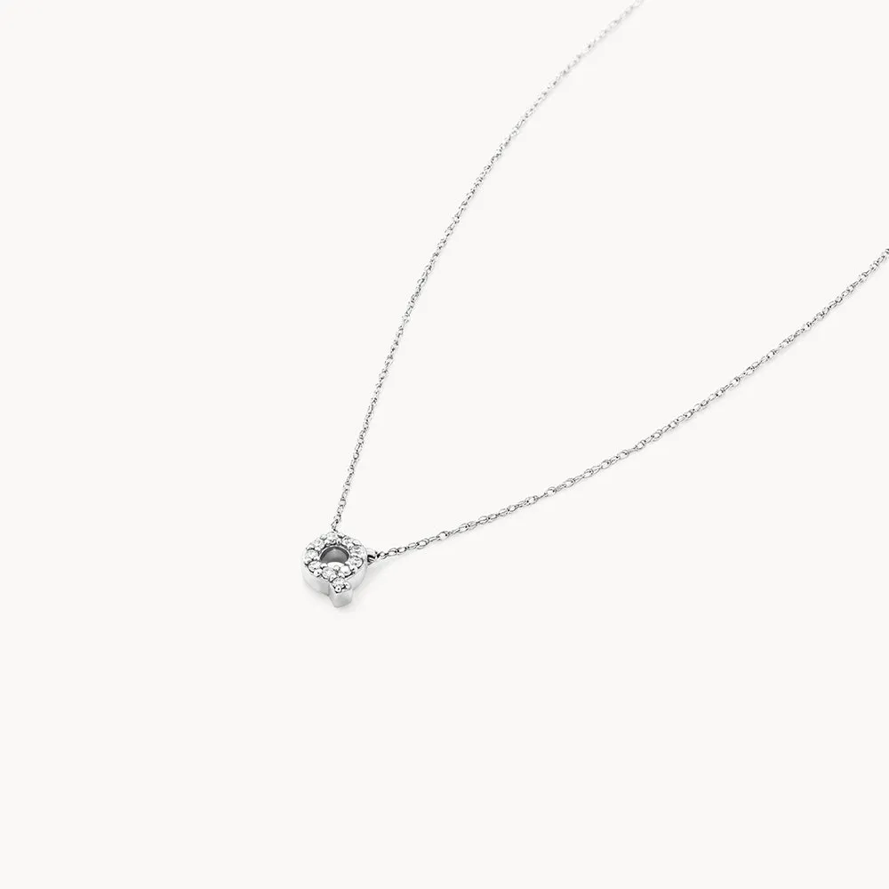 Diamond Letter Q Necklace in Silver