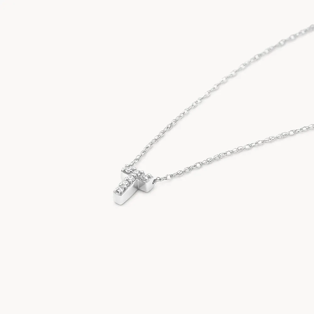 Diamond Letter T Necklace in Silver