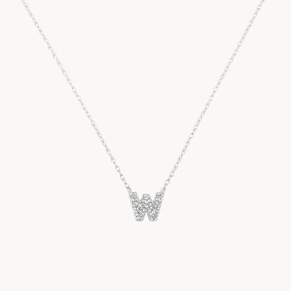 Diamond Letter W Necklace in Silver