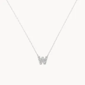 Diamond Letter W Necklace in Silver