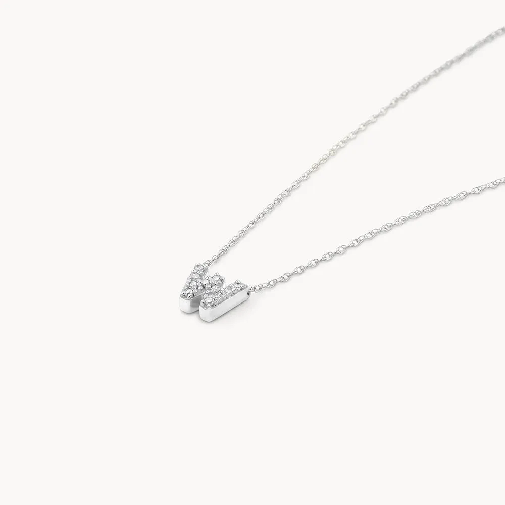 Diamond Letter W Necklace in Silver