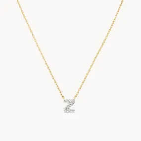 Diamond Letter Z Necklace in 10k Gold