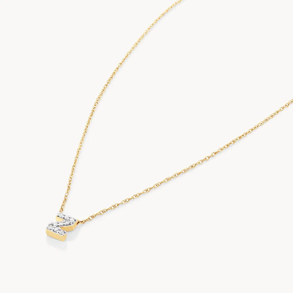 Diamond Letter Z Necklace in 10k Gold