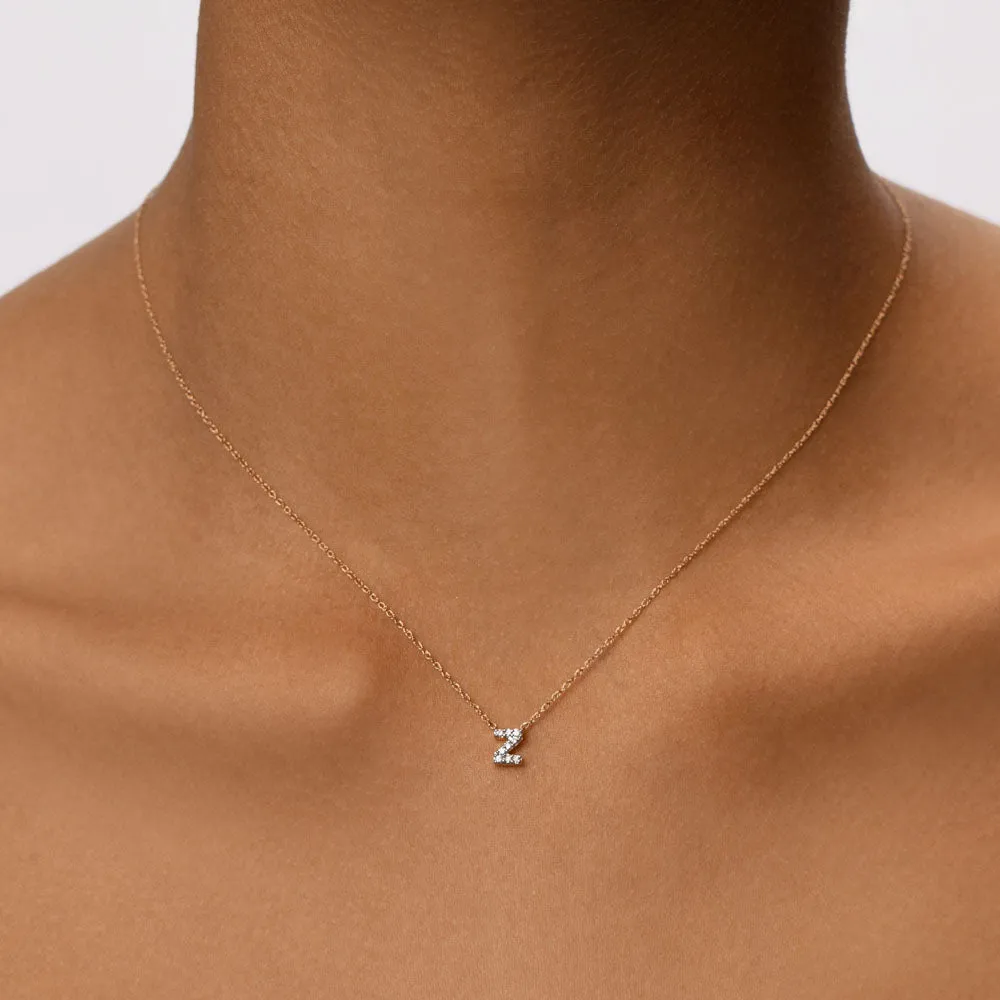 Diamond Letter Z Necklace in 10k Gold