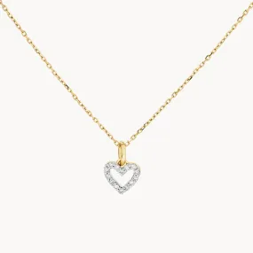 Diamond Open Heart Necklace in 10k Gold