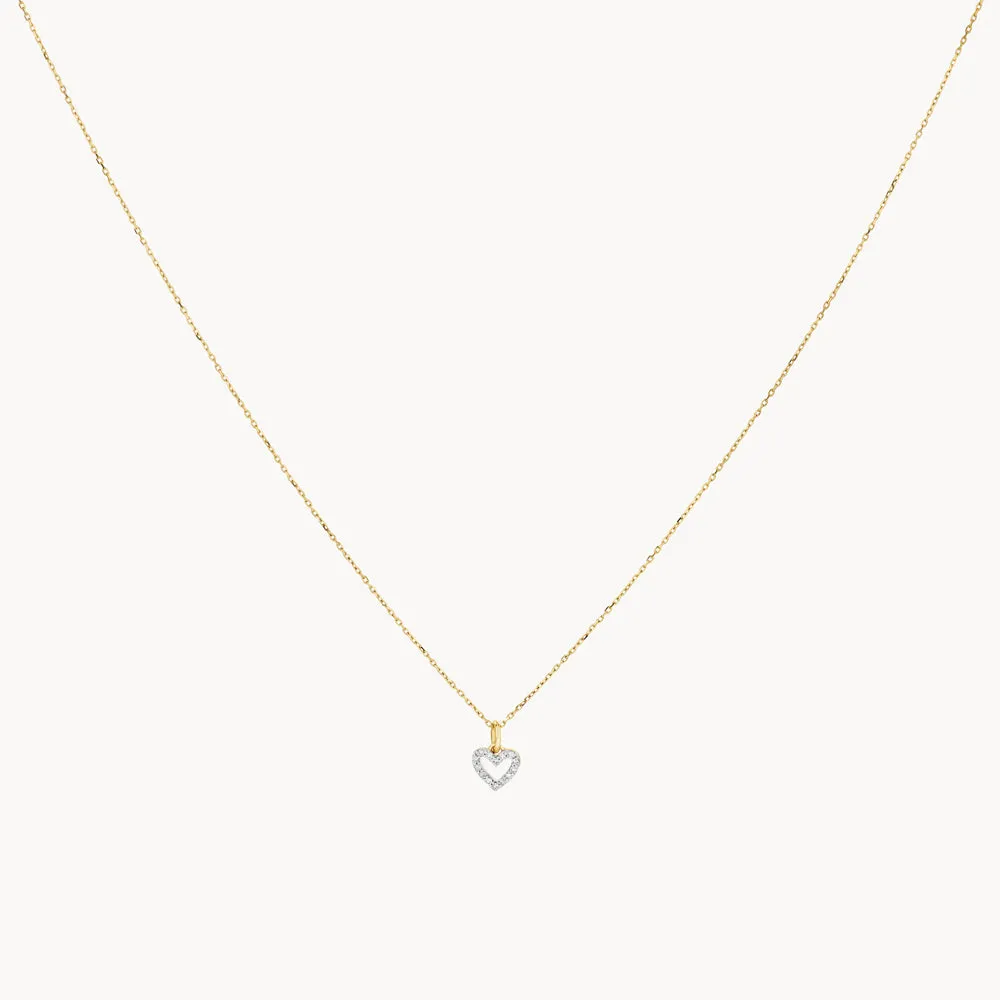 Diamond Open Heart Necklace in 10k Gold