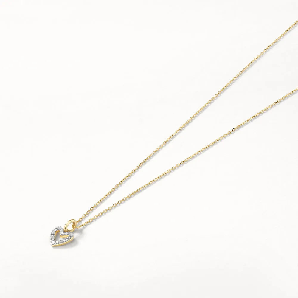 Diamond Open Heart Necklace in 10k Gold