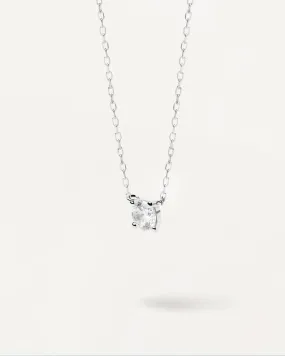 Diamonds and White Gold Solitaire Medium Necklace