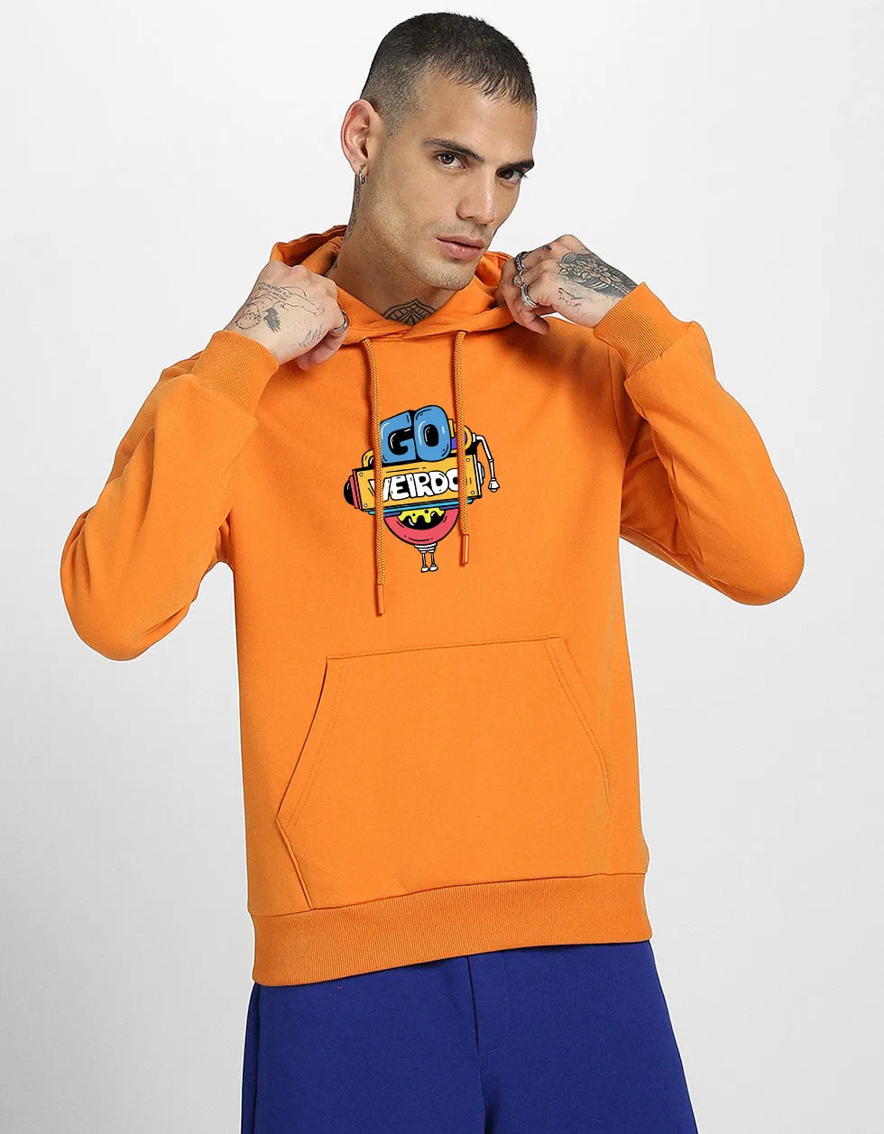 Doodle Orange Back Graphic Printed Hoodie