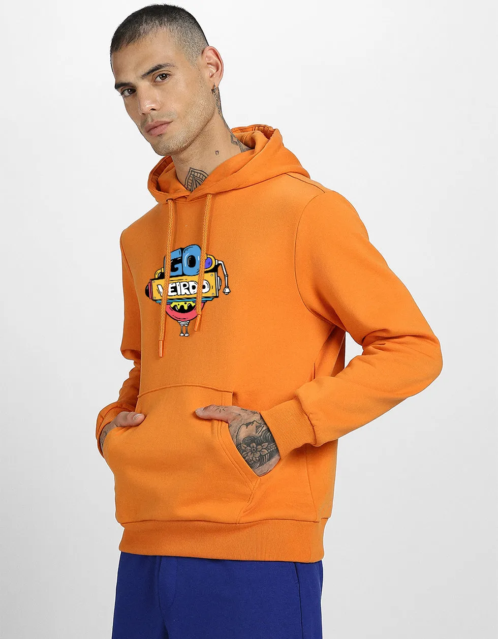 Doodle Orange Back Graphic Printed Hoodie