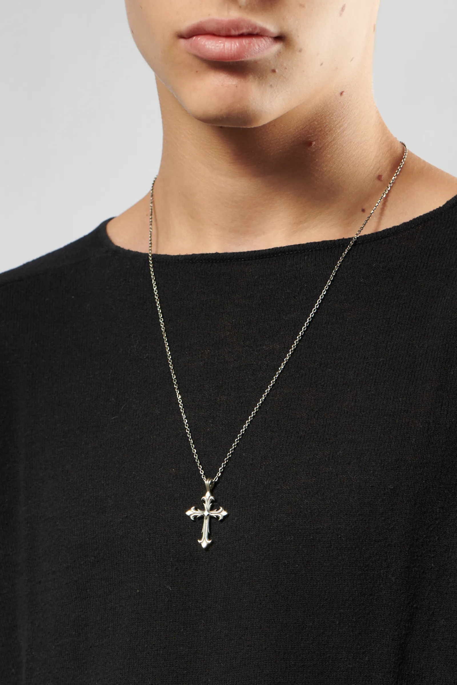 Elegant Silver Medium Fleury Cross Necklace by Emanuele Bicocchi