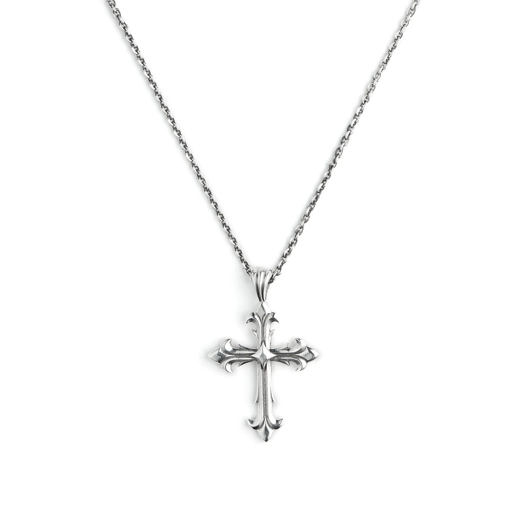 Elegant Silver Medium Fleury Cross Necklace by Emanuele Bicocchi