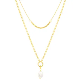 EMILY PEARL LAYER NECKLACE GOLD