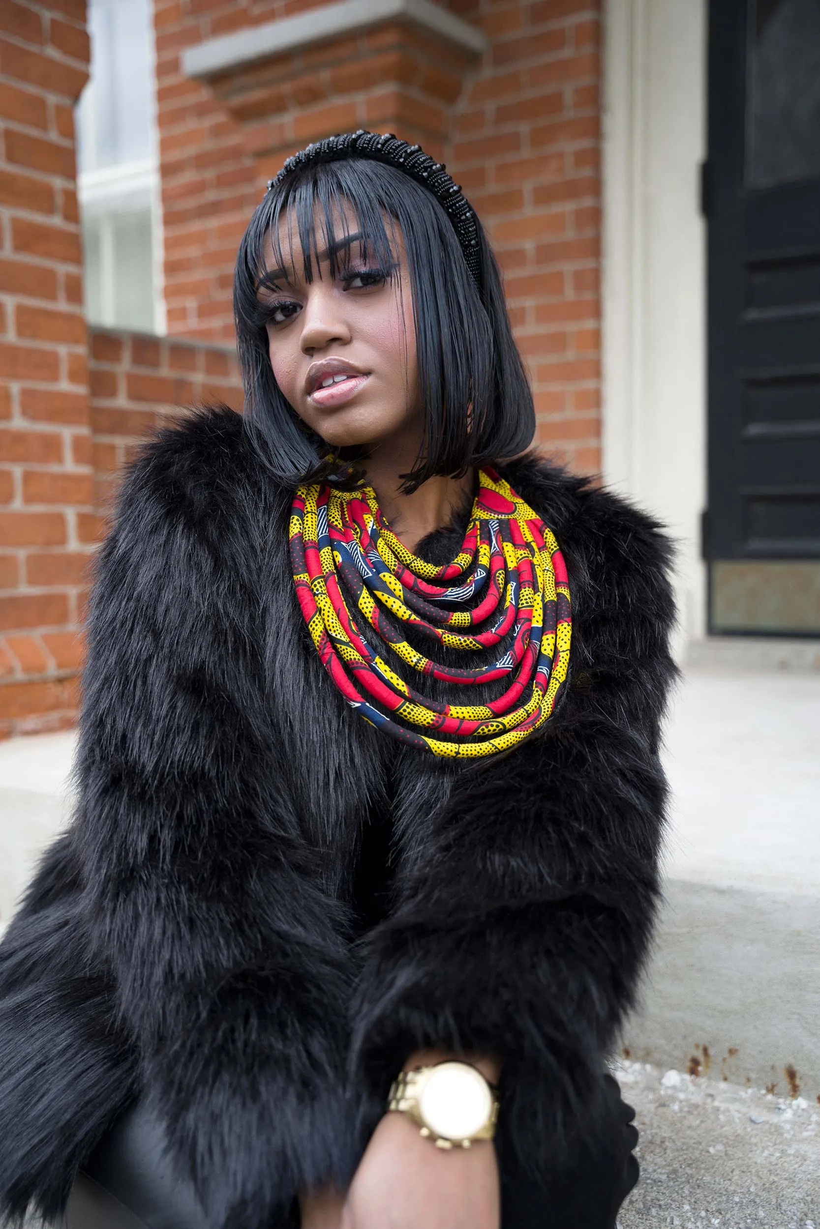 ERINA African Print Layered Necklace