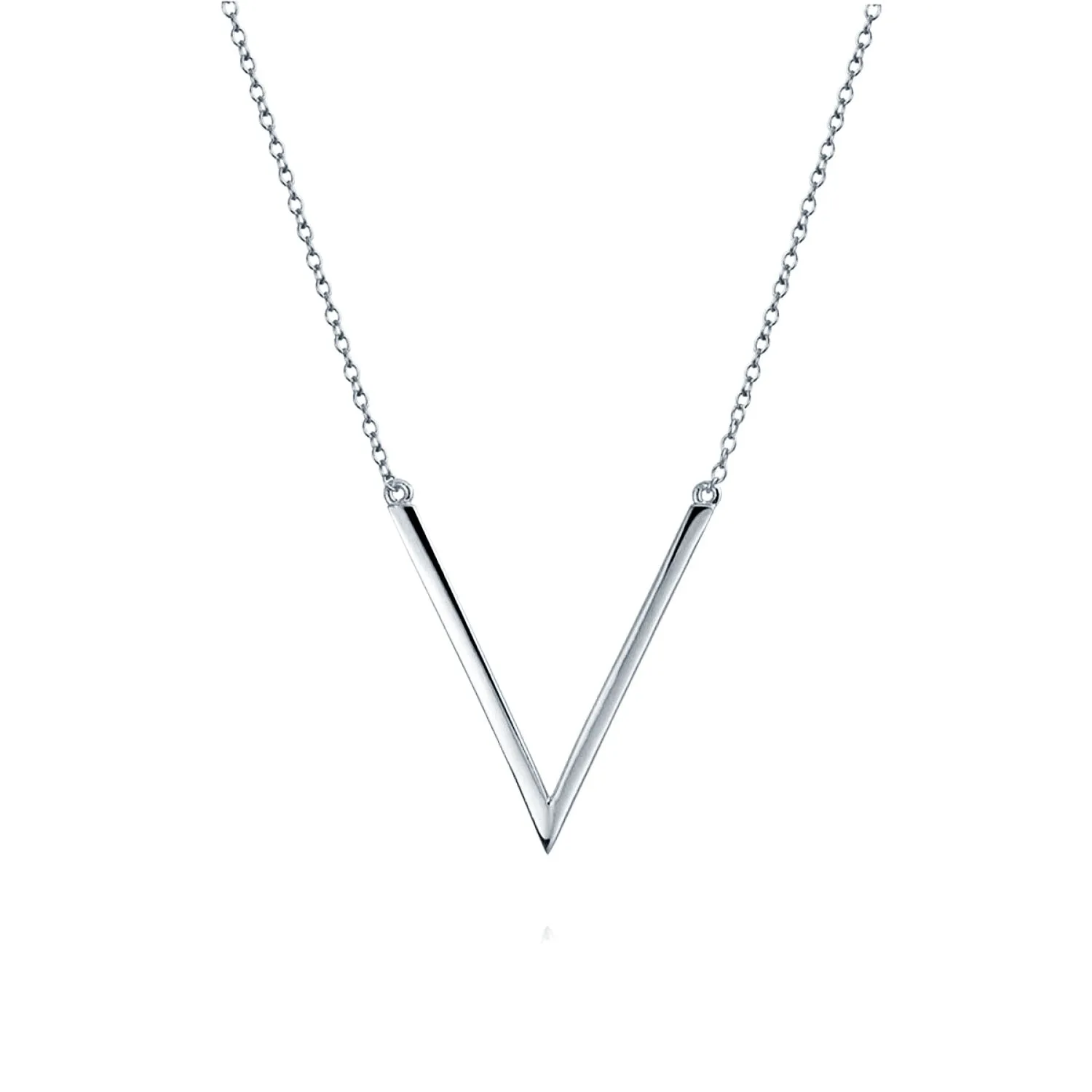 Flat Open Triangle Geometric Pendant Necklace Station Sterling Silver