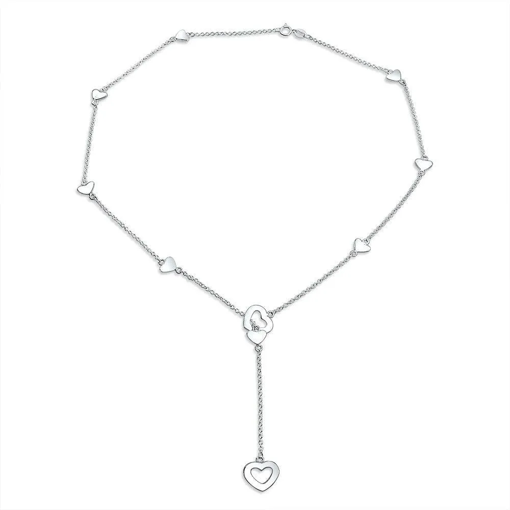 Floating Open Heart Pendant Necklace For Women .925 Sterling Silver