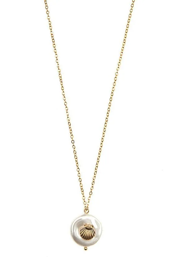 FMN104 Shell Pendant Necklace Gold