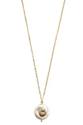 FMN104 Shell Pendant Necklace Gold