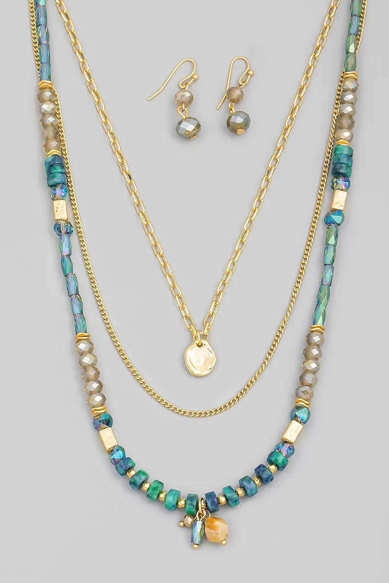 FMN144 Layered Necklace Blue