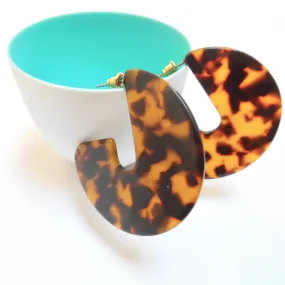 Geometric Disc Tortoiseshell Hoop Earrings