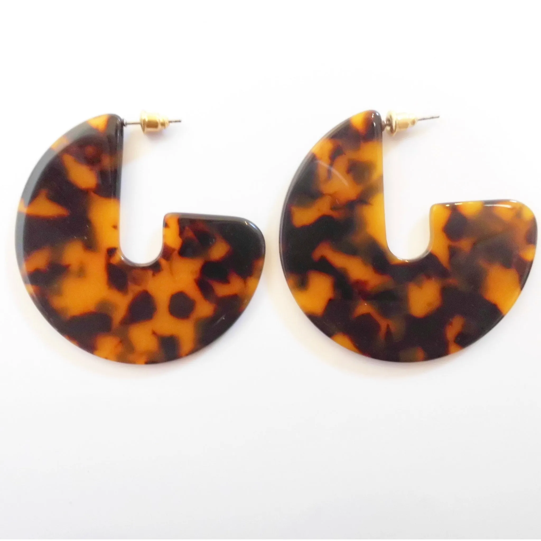 Geometric Disc Tortoiseshell Hoop Earrings