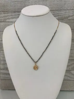 GOLD NUGGET AND GREY BEADED NECKLACES