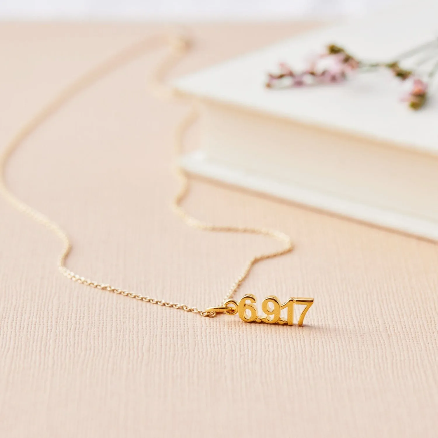 Gold Vertical Date Necklace