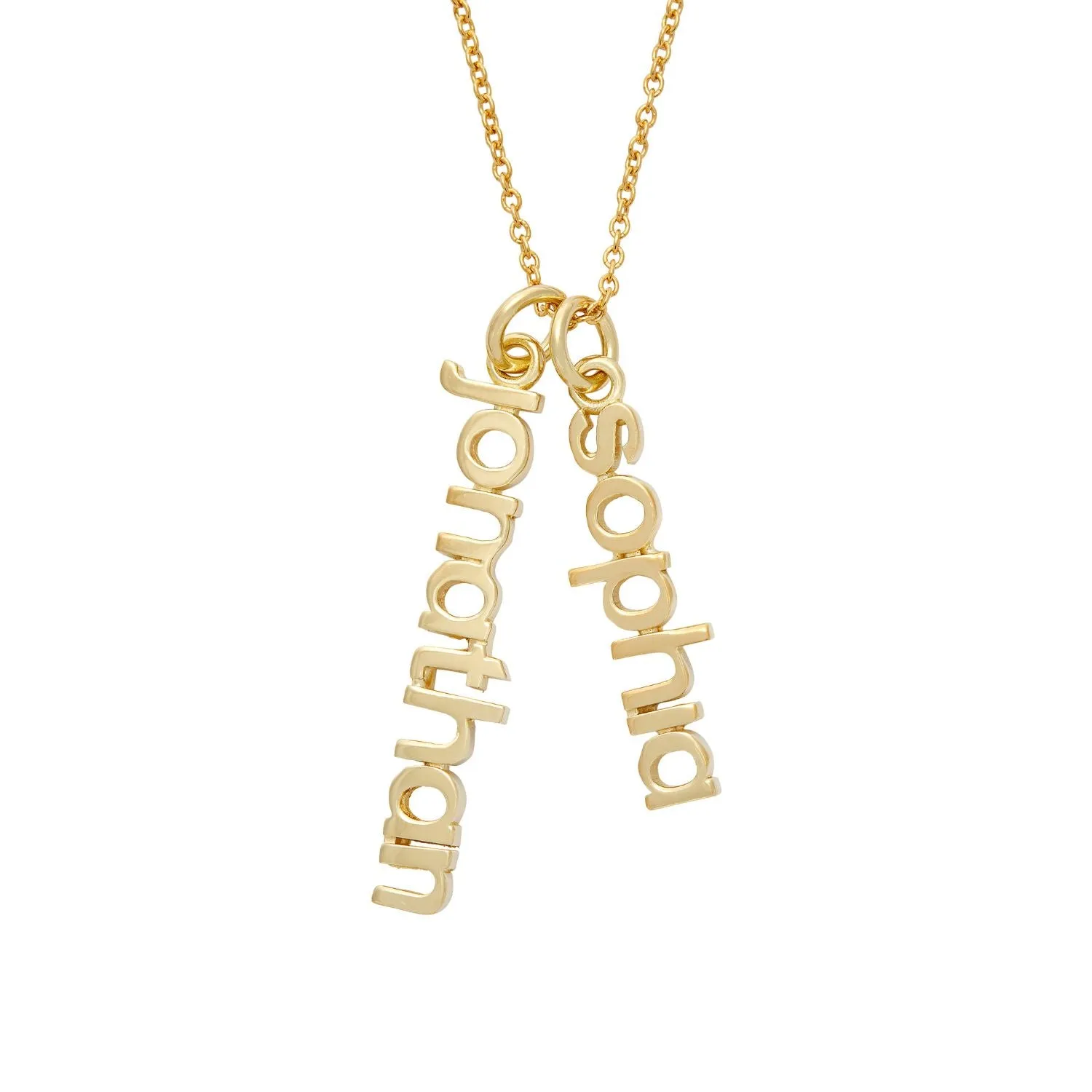 Gold Vertical Name Necklace - 2 Names