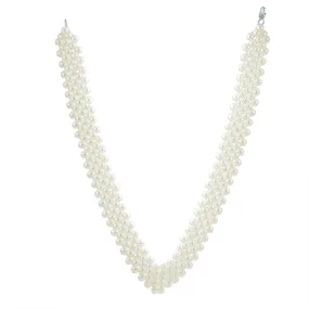 Hand Knotted 3 Row Wide Imitation Pearl Strand Choker Necklace