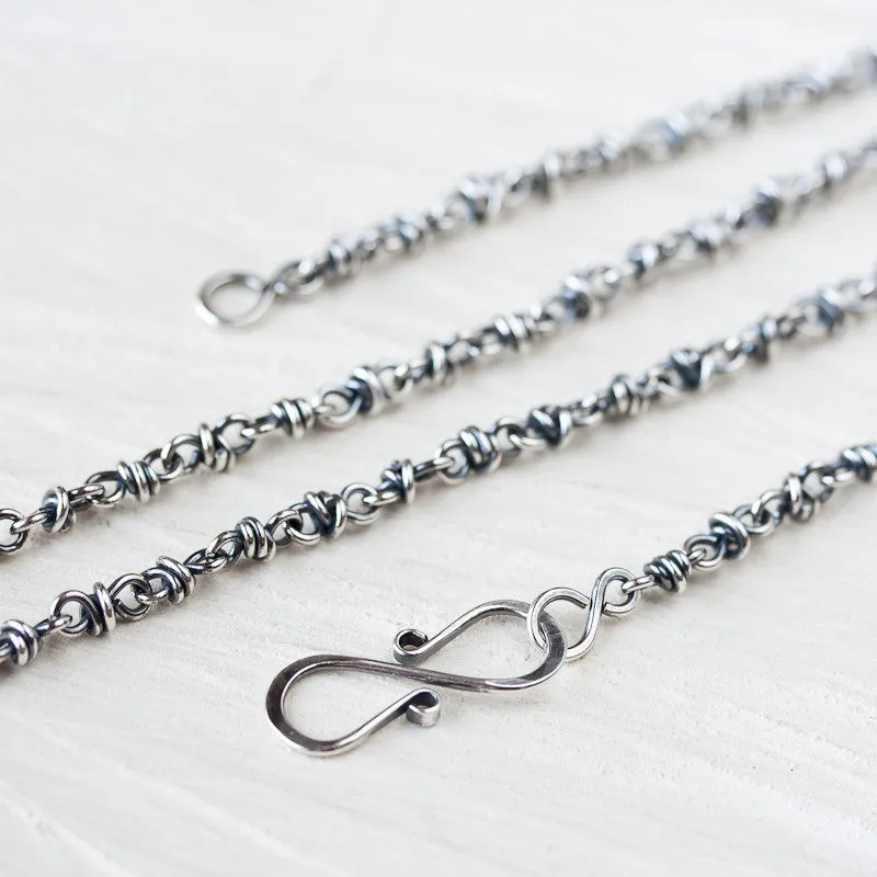 Handcrafted Sterling Silver Chain for pendant, oxidized