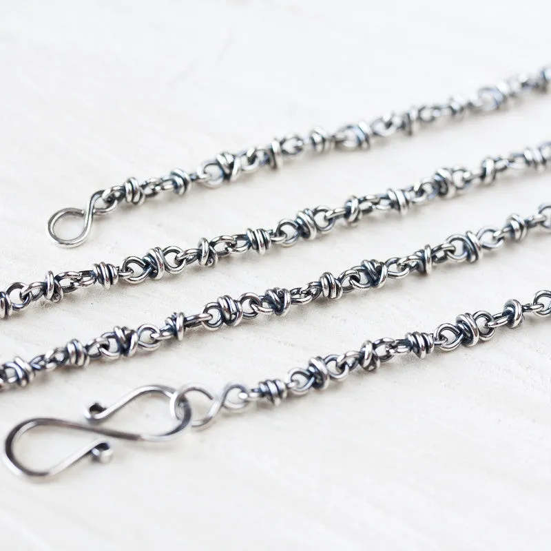 Handcrafted Sterling Silver Chain for pendant, oxidized