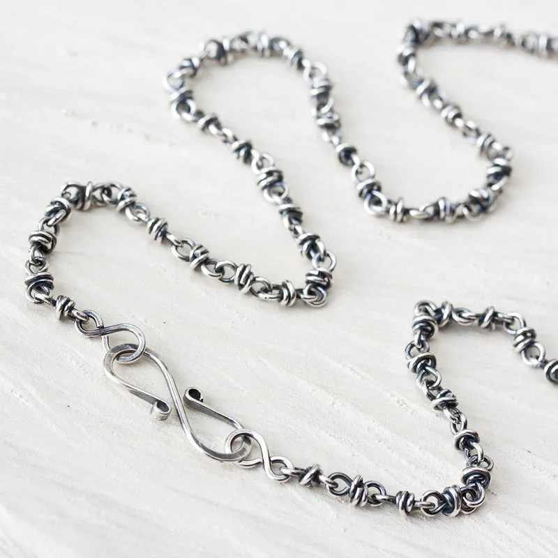 Handcrafted Sterling Silver Chain for pendant, oxidized