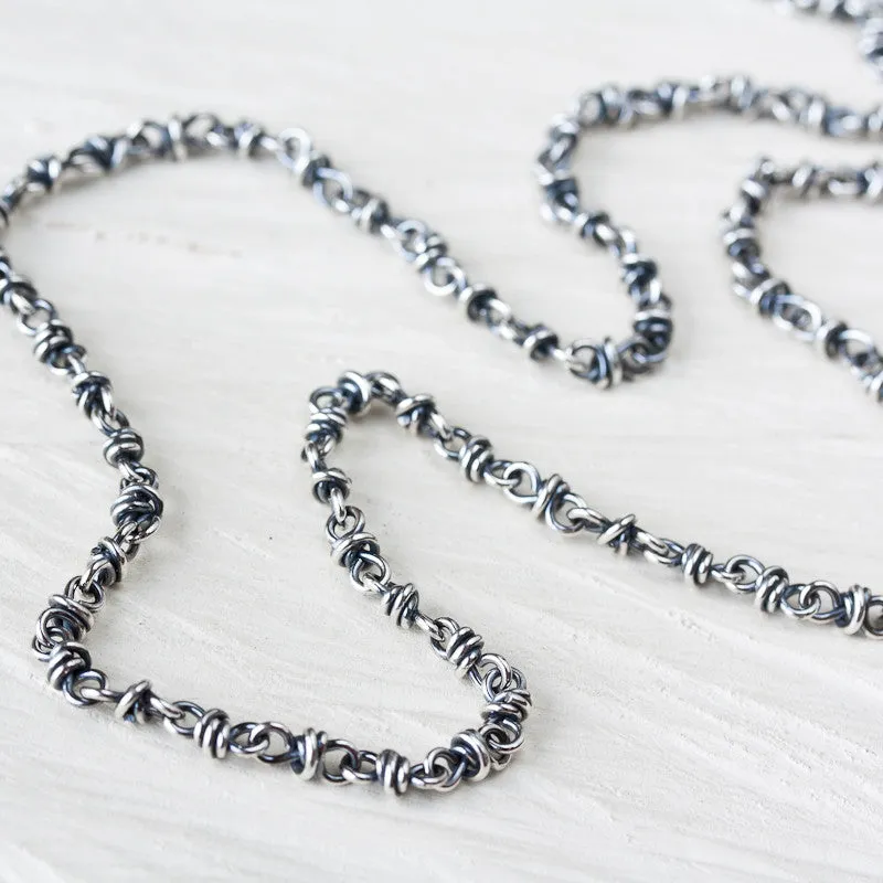 Handcrafted Sterling Silver Chain for pendant, oxidized