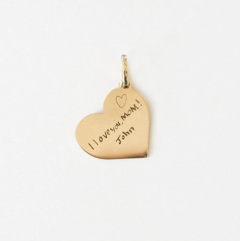 Handwriting Heart Medallion - Large