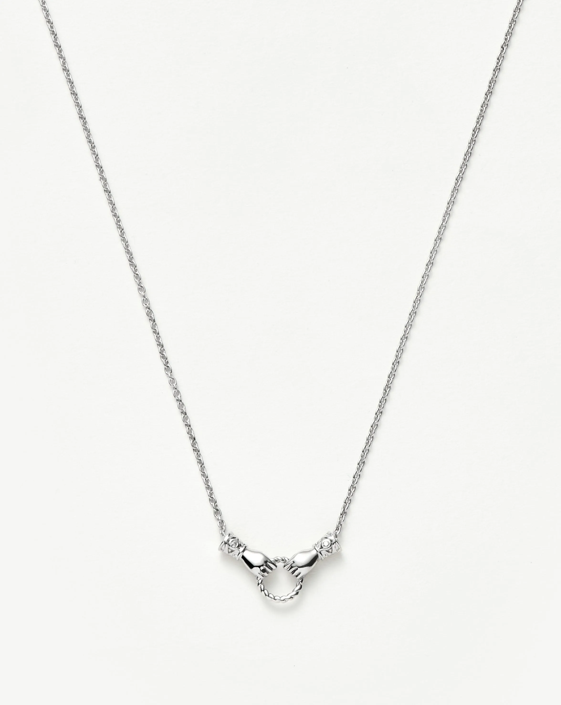 Harris Reed Mini Pendant Slider Necklace | Silver Plated with Cubic Zirconia and Black Onyx