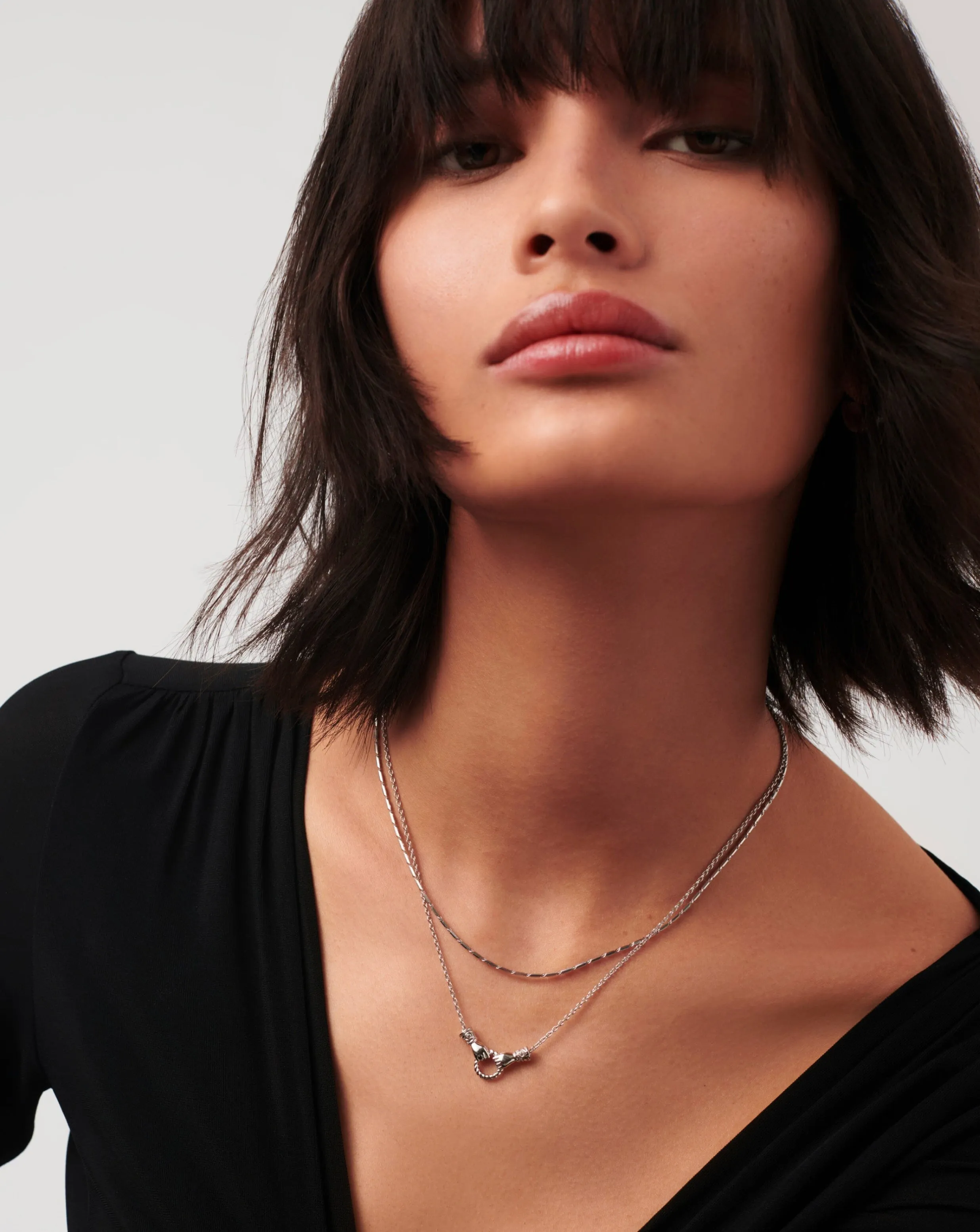 Harris Reed Mini Pendant Slider Necklace | Silver Plated with Cubic Zirconia and Black Onyx