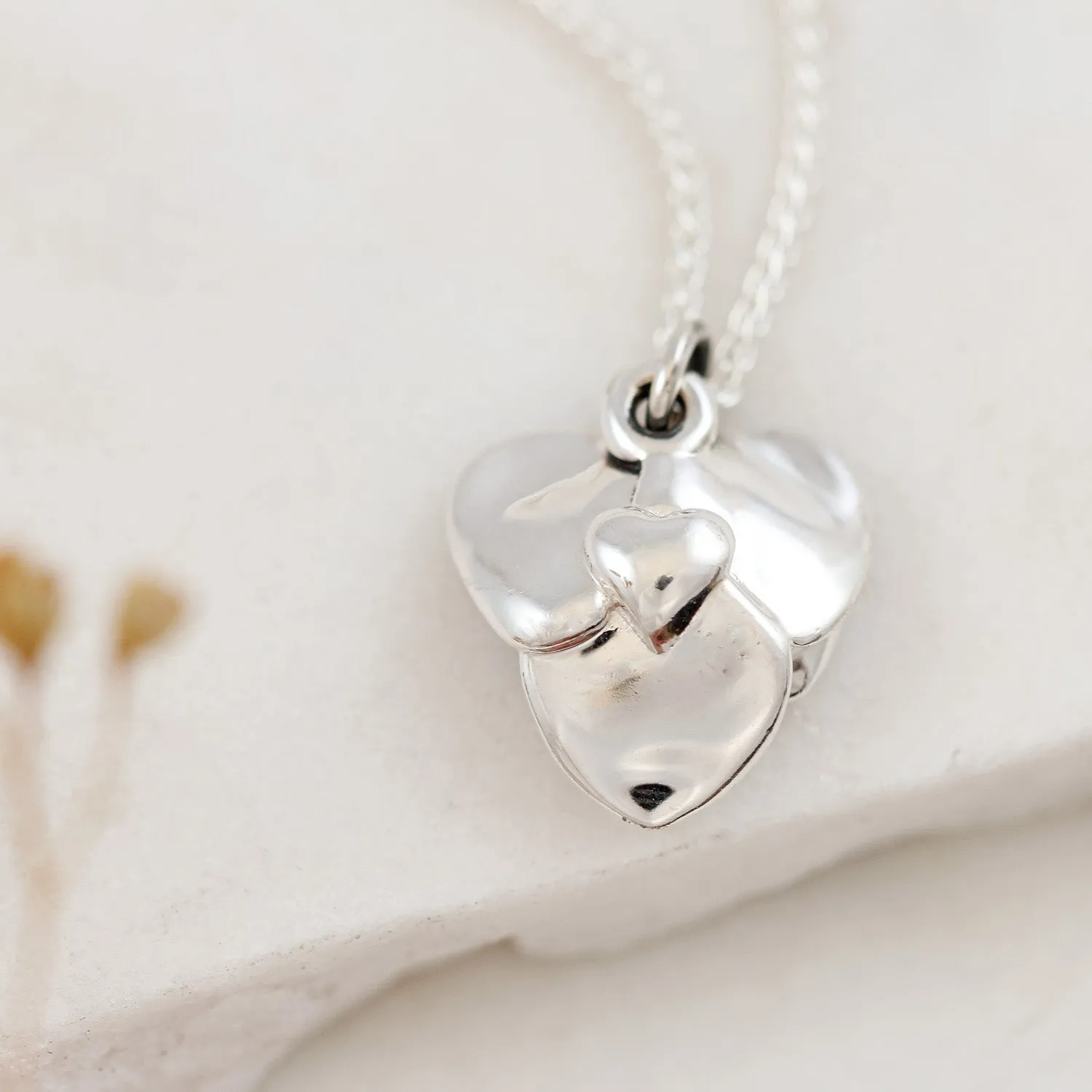 Heart Shaped Rose Silver Necklace