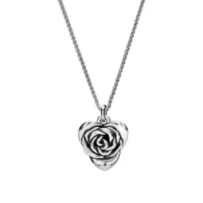 Heart Shaped Rose Silver Necklace