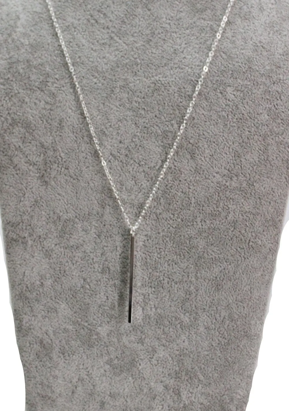 Hollow Pendant Bar Simple Long Necklace Delicate link Chain 27" Long