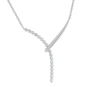 Lab Diamond Lariat Necklace 14K White Gold