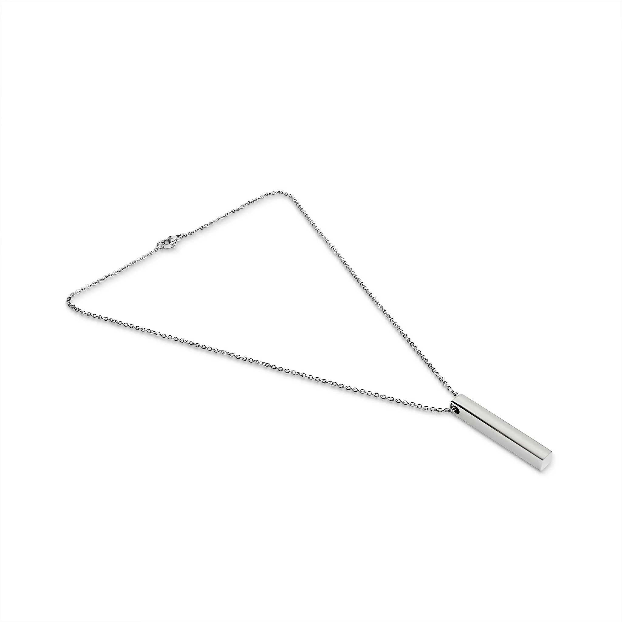 Large Square 4-Sided Vertical Bar Polished Stainless Steel Necklace / SBB0123