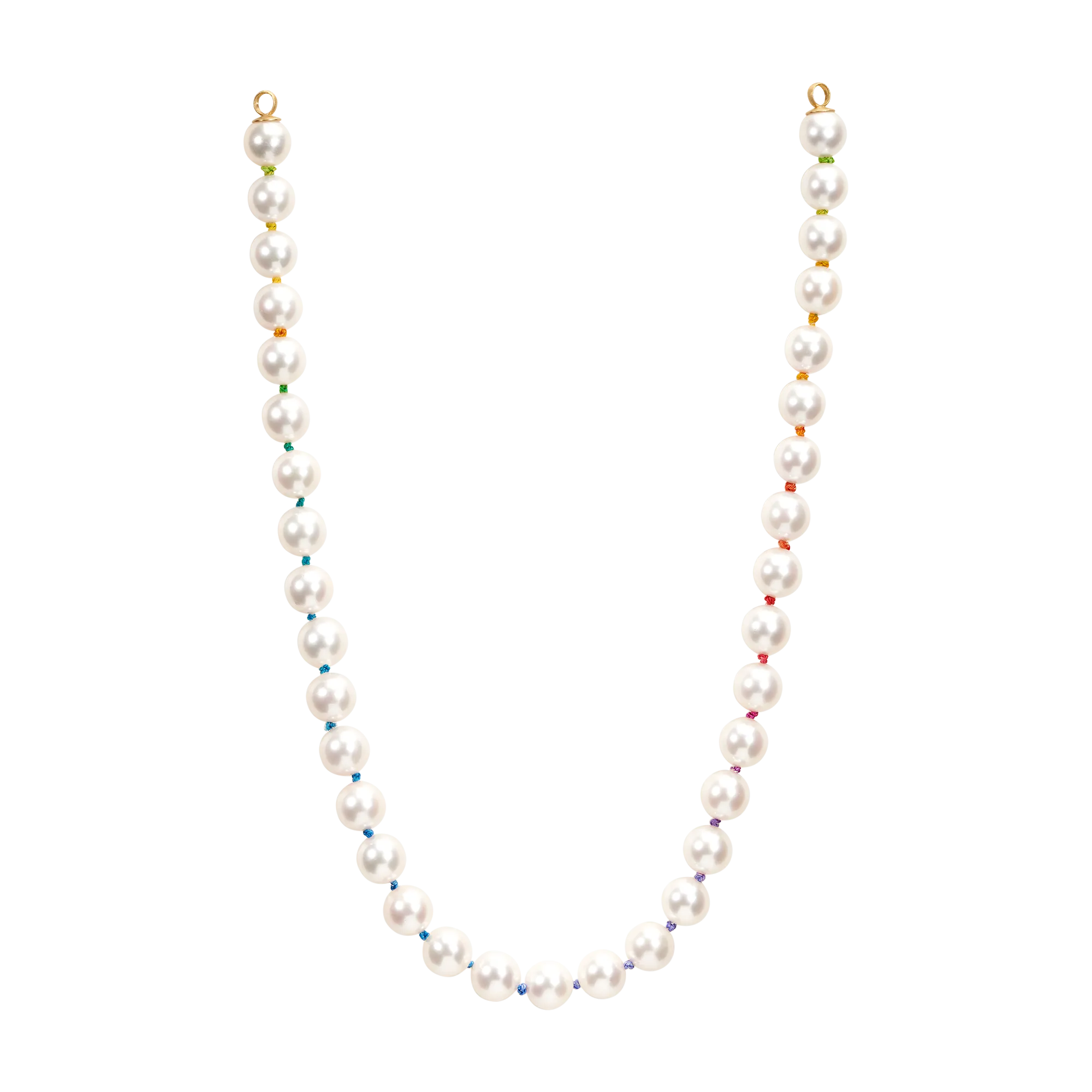 Large White Akoya Pearl Strand with Rainbow Silk - Made to Order