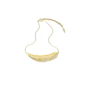 Large Yellow Gold Feather Necklace