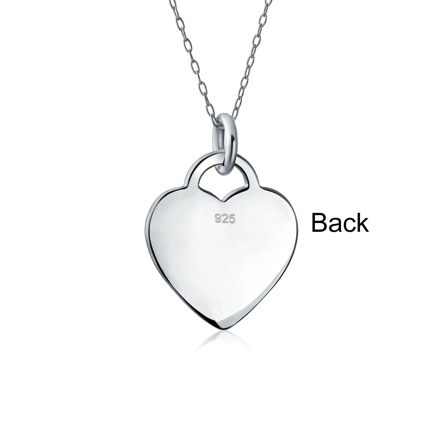 Letter Alphabet Initial Medium Heart Pendant Necklace Sterling Silver