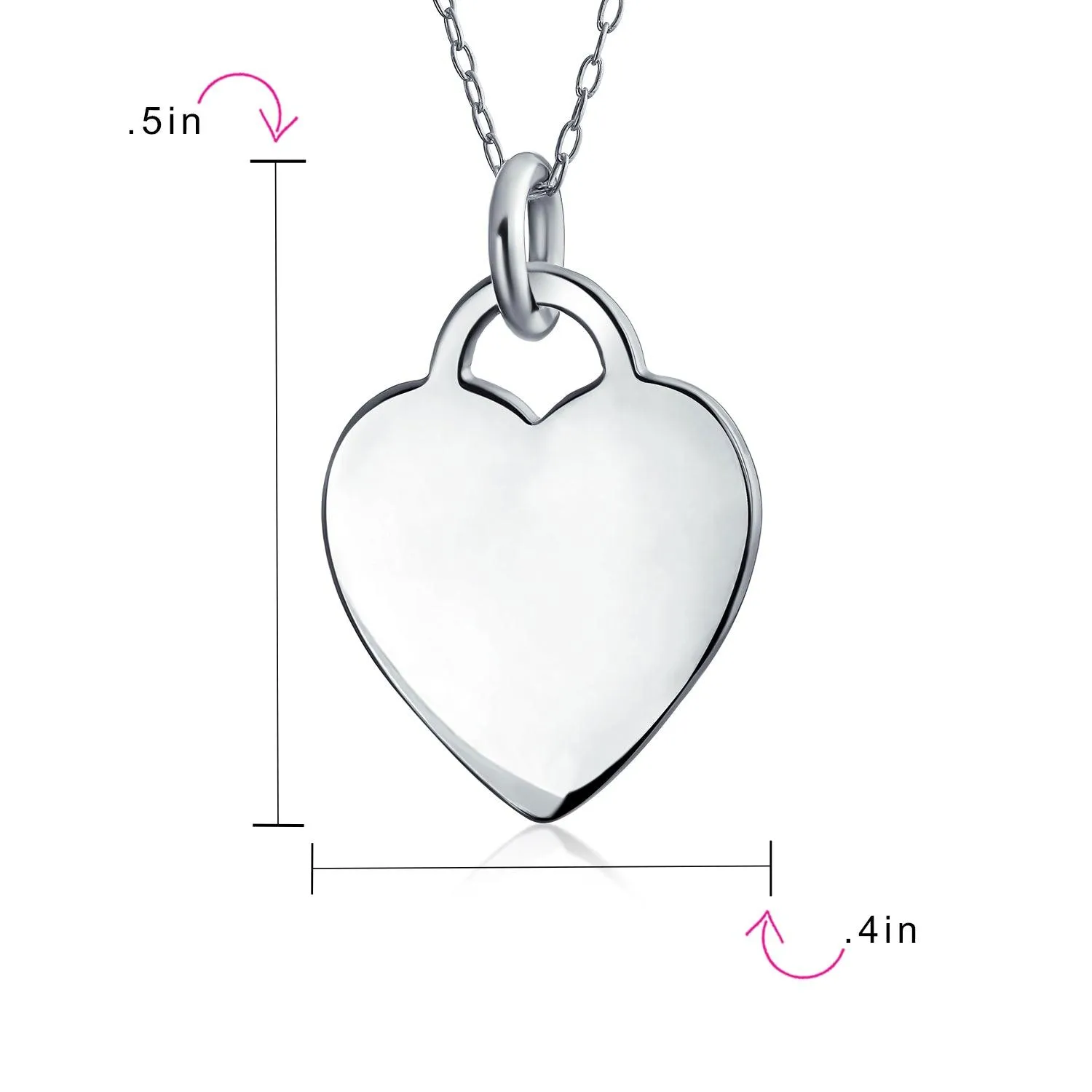 Letter Alphabet Initial Medium Heart Pendant Necklace Sterling Silver