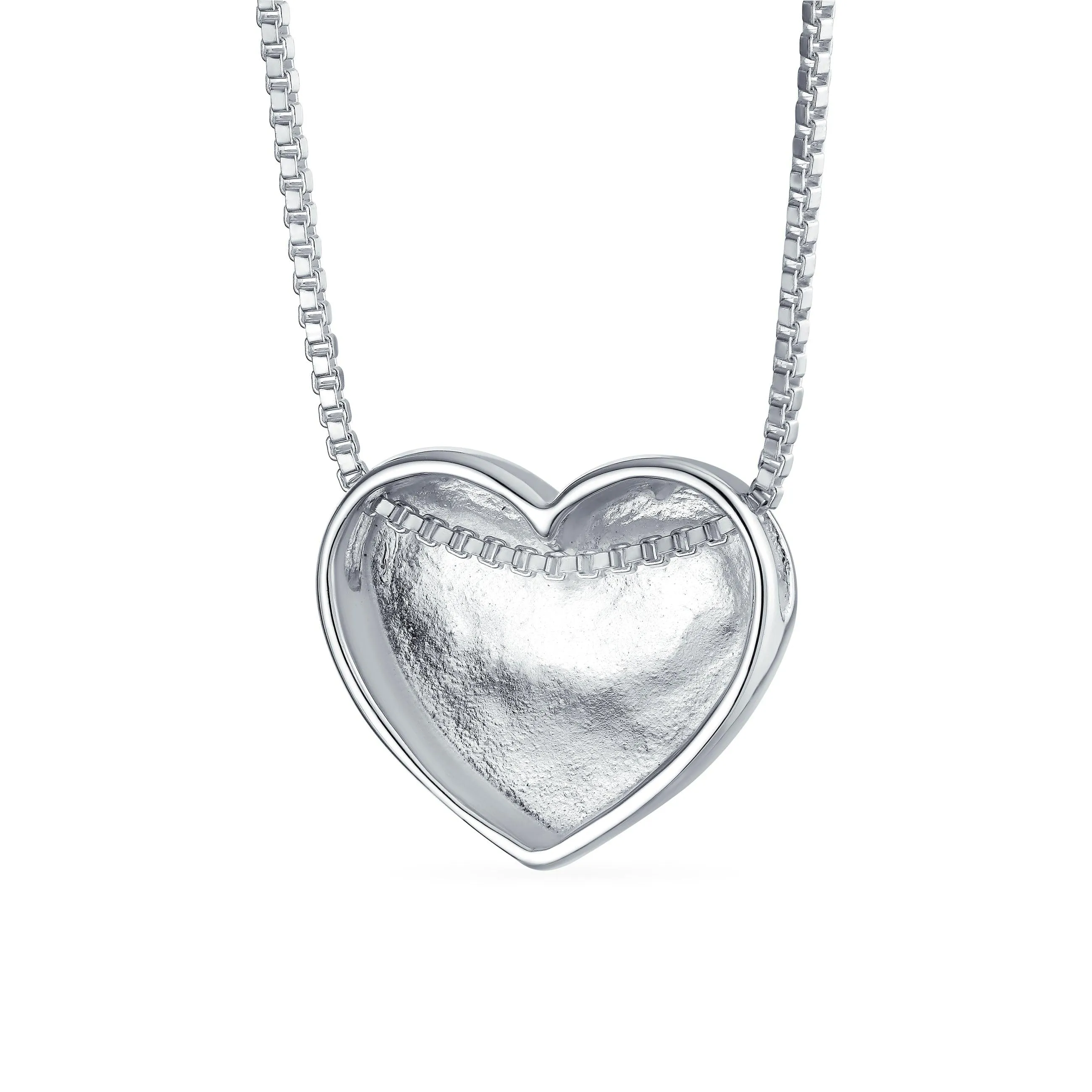 Letter Alphabet Initial Medium Heart Pendant Necklace Sterling Silver